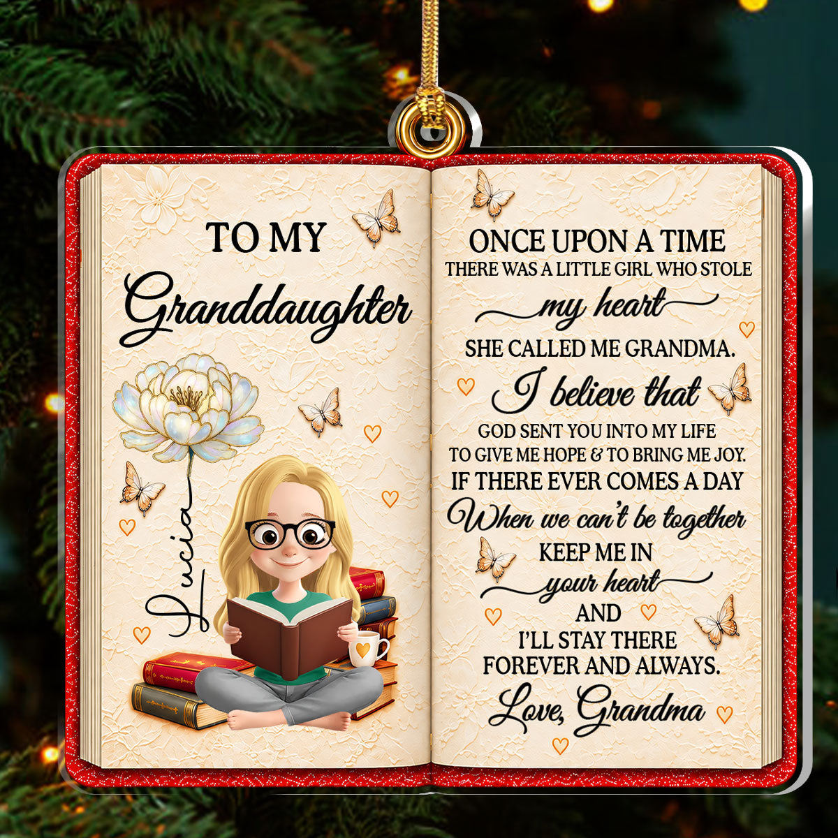 There Was A Little Girl Who Stole My Heart, Book Lovers Gifts For Granddaughter - Personalized 1-Layer Acrylic Ornament