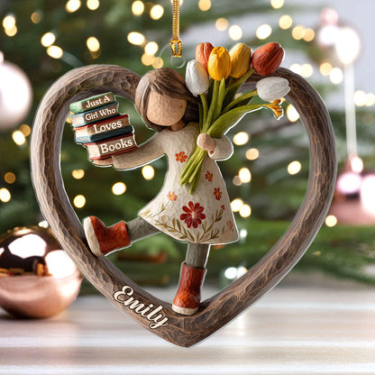 Just A Girl Who Loves Books & Flowers - Personalized 1-Layer Acrylic Ornament