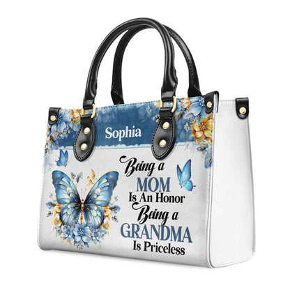 Being A Grandma Is An Honor - Personalized Leather Handbag