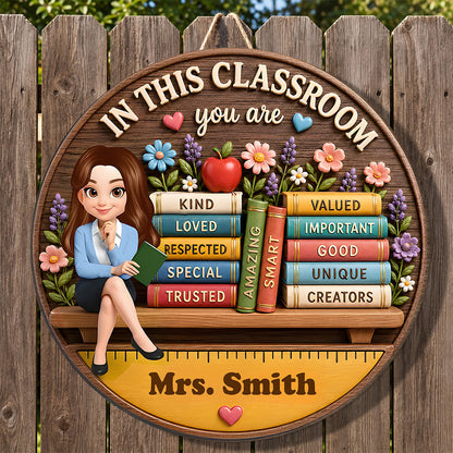 Custom Gift for Teachers Librarians Back To School Gifts - Personalized Wooden Door Sign