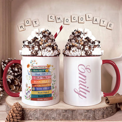 Custom Bookshelf Floral Mug - Personalized Accent Mug