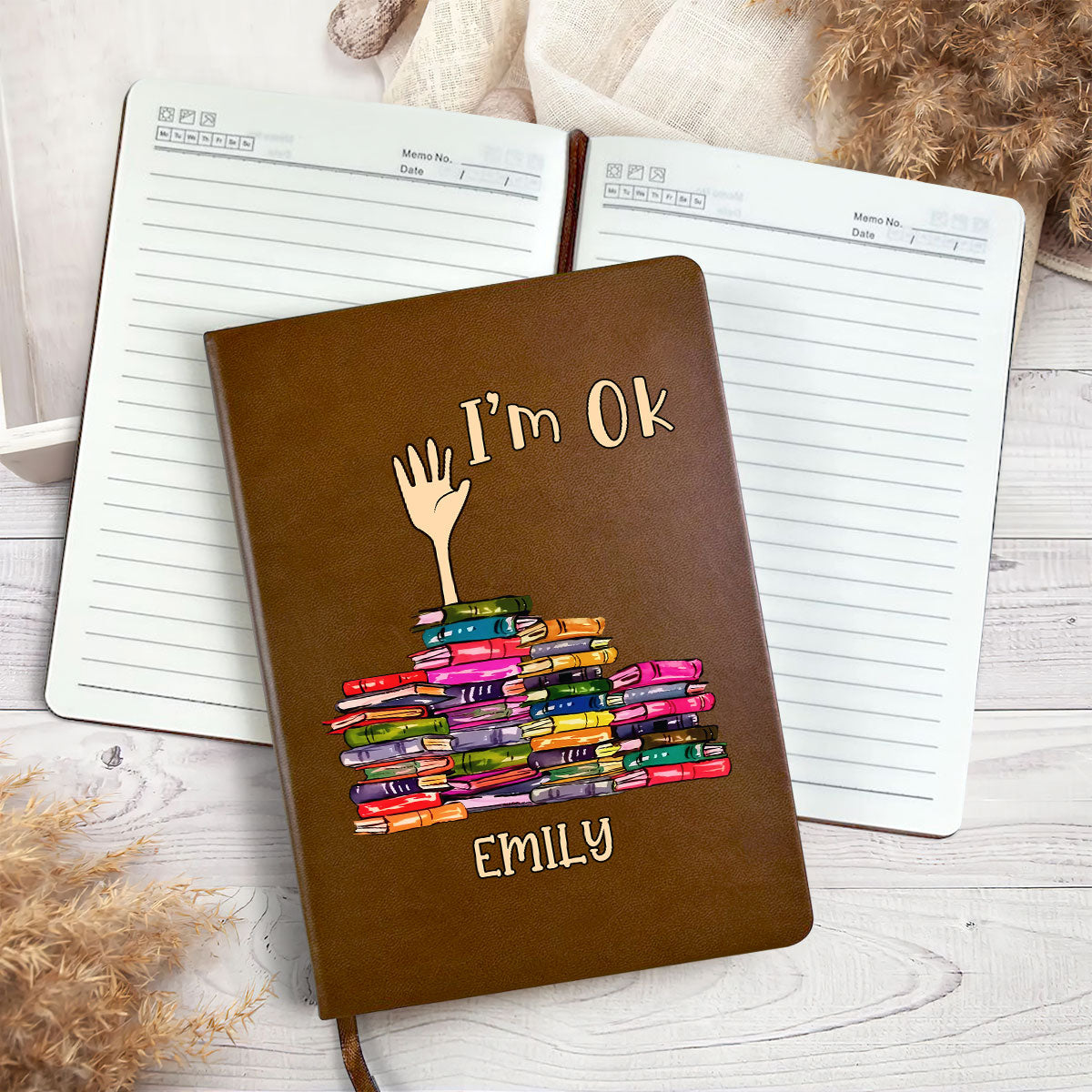 I'm OK - Personalized Leather Cover Notebook