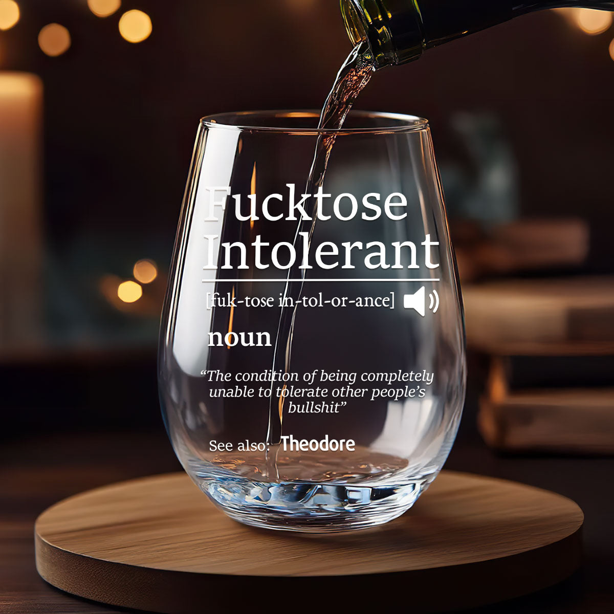 F*cktose Intolerant - Personalized Stemless Wine Glass