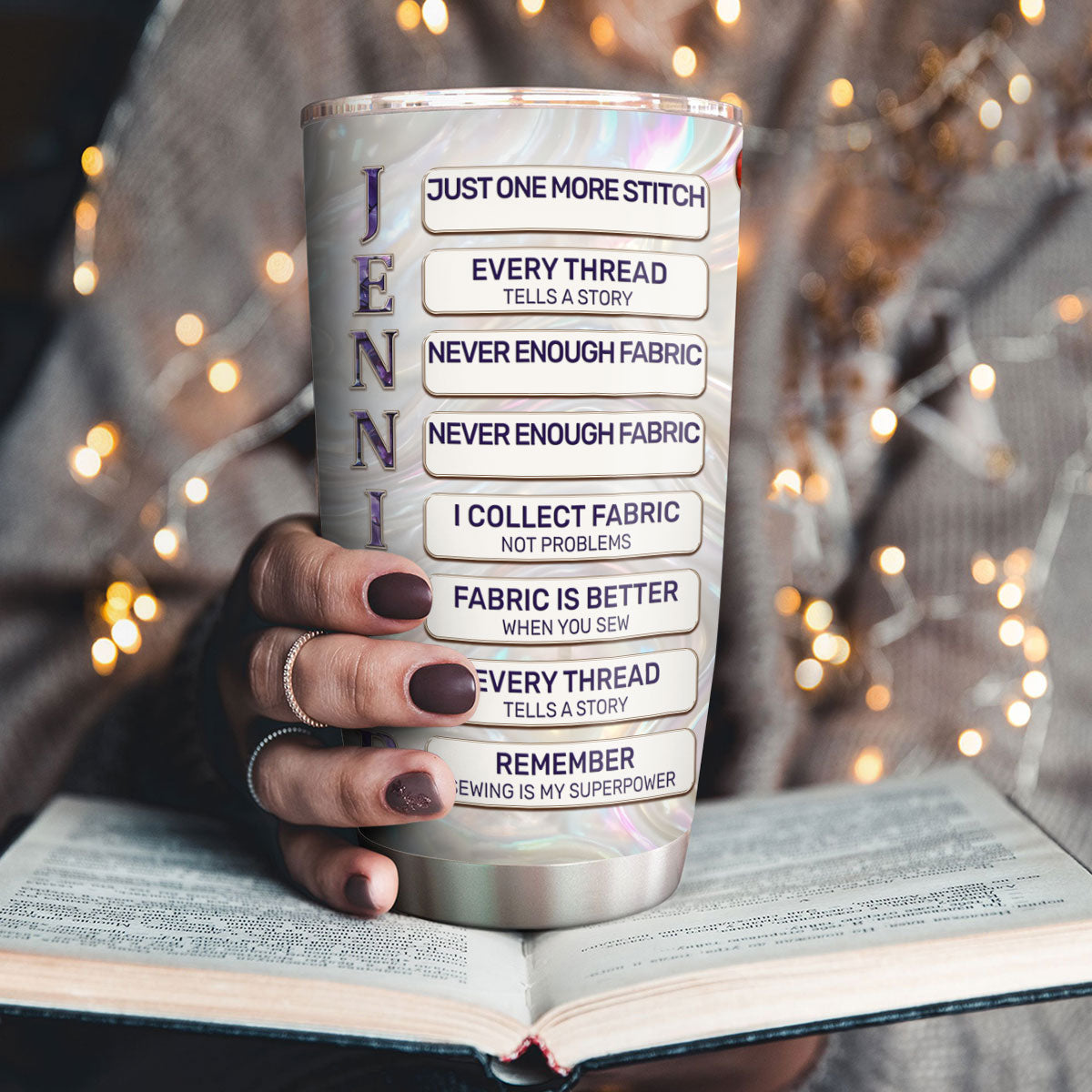 Custom Name Sewing Lover Alphabet - Personalized Stainless Steel Tumbler
