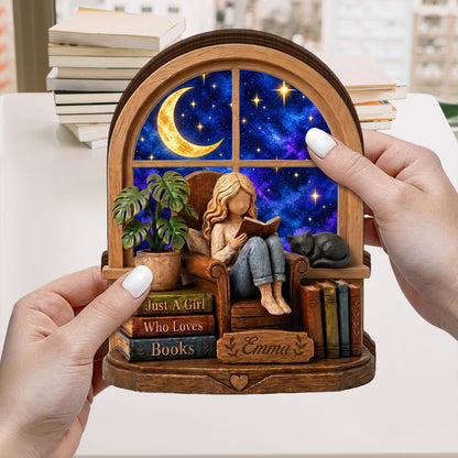 Fantasy Just A Girl Who Loves Books Gift For Book Lovers - Personalized Custom Shaped Wood Plaque