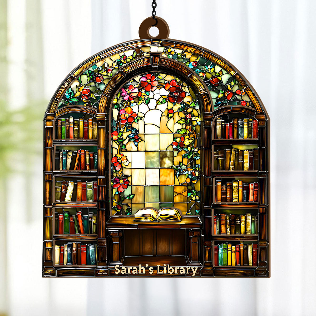 Library Bookshelf - Personalized Acrylic Suncatcher