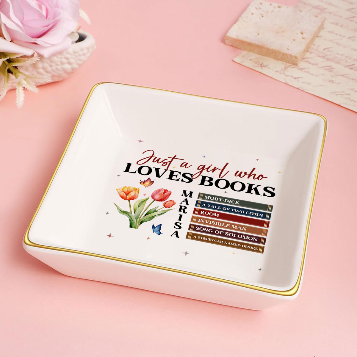 Just A Girl Who Loves Books - Personalized Jewelry Dish