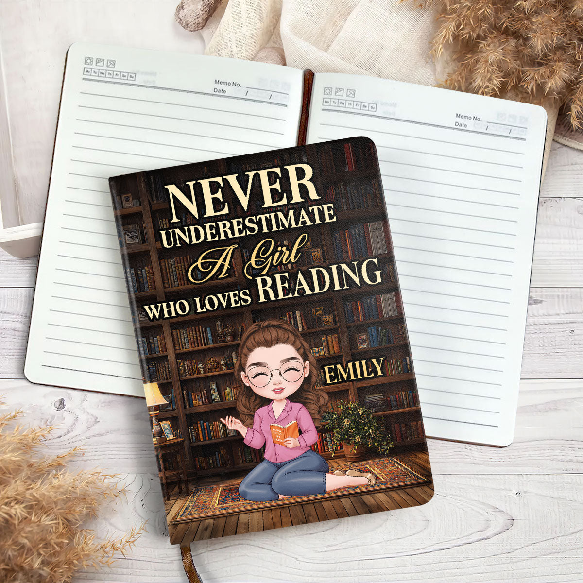 Never Underestimate An Old Lady Who Loves Reading - Personalized Leather Cover Notebook