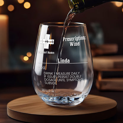 Prescription - Personalized Stemless Wine Glass