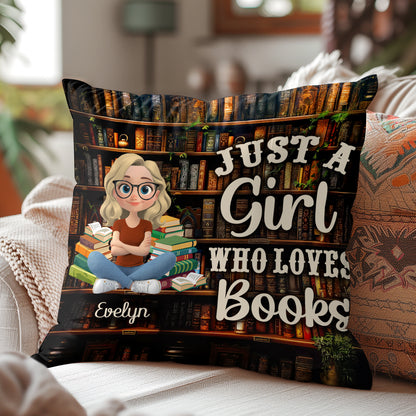 Just A Girl Who Loves Books - Personalized Crystal Velvet Pillow