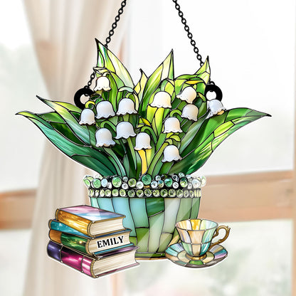 Just A Girl Who Loves Lilies and Books - Personalized Acrylic Suncatcher