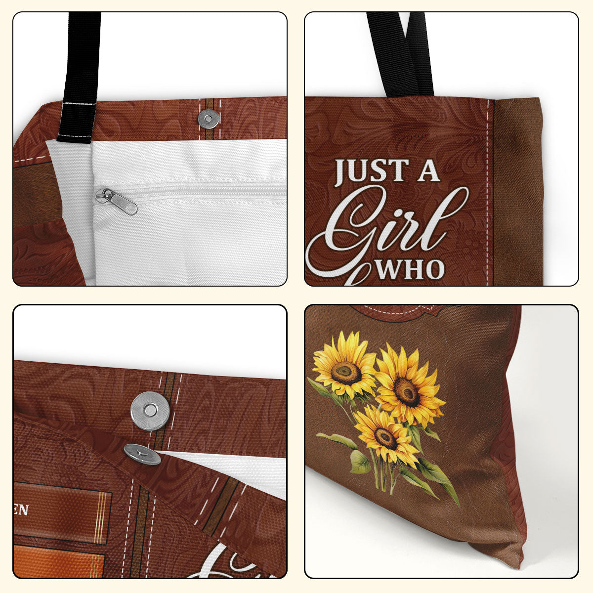 Just A Girl Who Loves Books Flower - Personalized Tote Bag