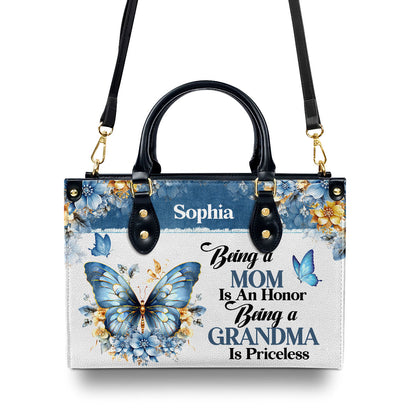 Being A Grandma Is An Honor - Personalized Leather Handbag