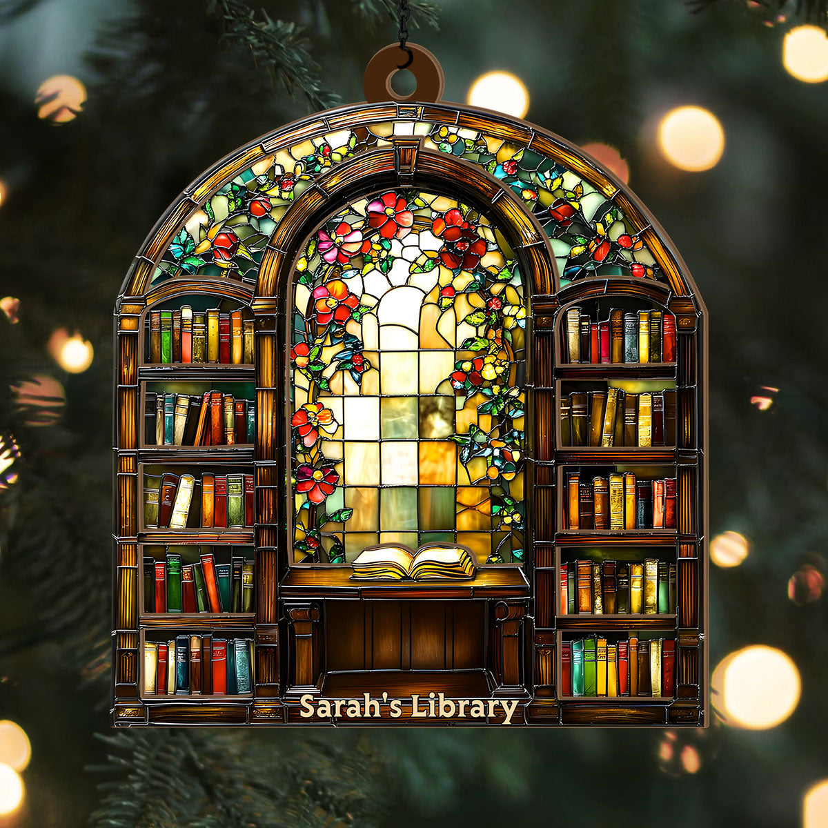 Library Bookshelf - Personalized Acrylic Suncatcher