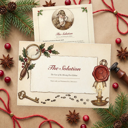 The Case of the Missing First Edition – Mystery Advent Calendar - Personalized Advent Calendar Card