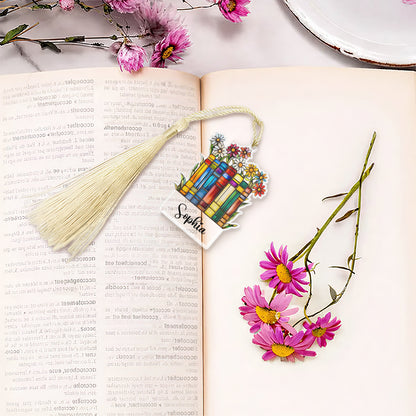 Vintage Flower Book - Personalized Acrylic Bookmark
