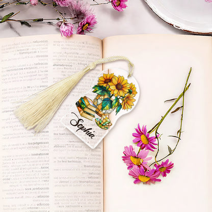 Flowers, Books, And Tea - Personalized Acrylic Bookmark