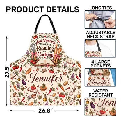Just A Girl Who Loves Reading And Cooking - Personalized Apron With Pocket
