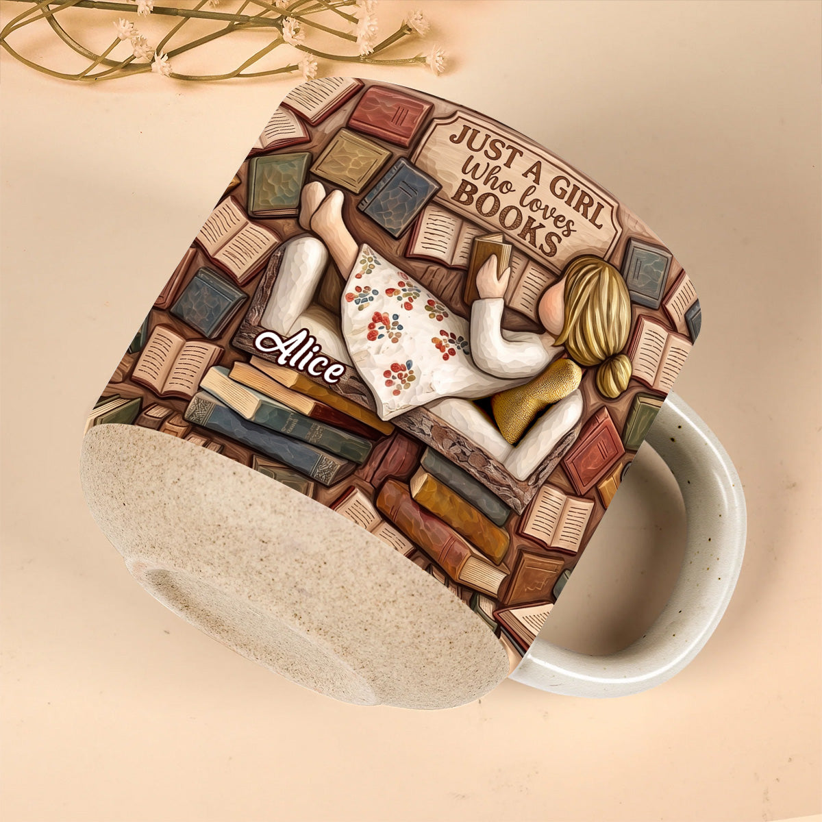 Just A Girl Who Loves Books - Personalized Pottery Mug