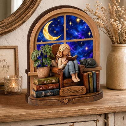 Fantasy Just A Girl Who Loves Books Gift For Book Lovers - Personalized Custom Shaped Wood Plaque