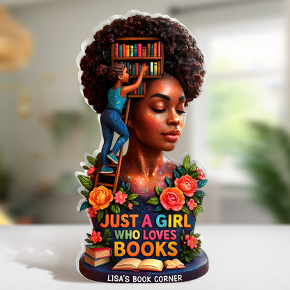 Just A Girl Who Loves Books - Personalized Custom Shaped Squared Acrylic Plaque