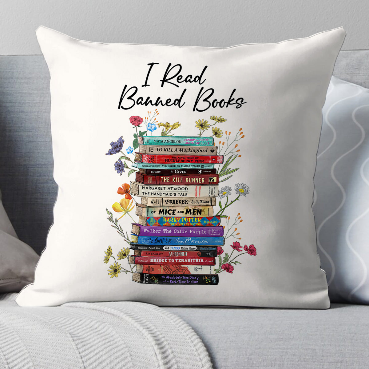 I Read Banned Books Flowers Book Lover Gift PIL189