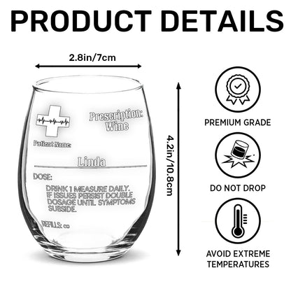 Prescription - Personalized Stemless Wine Glass