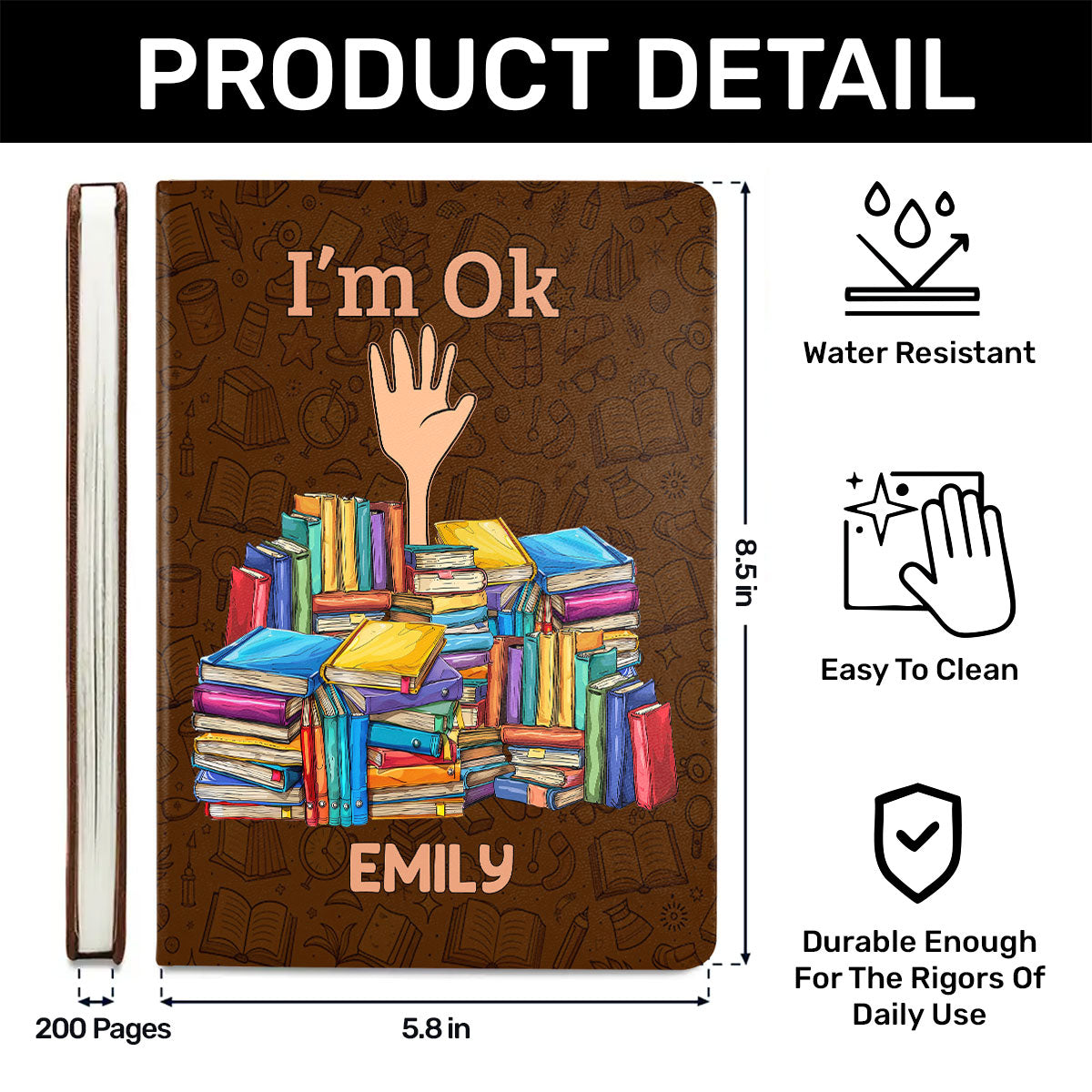 I'm OK - Personalized Leather Cover Notebook