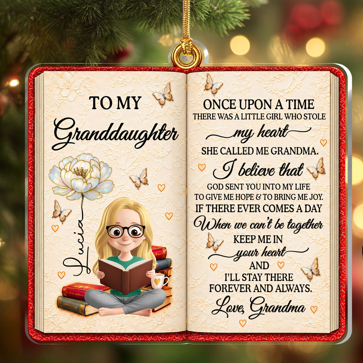 There Was A Little Girl Who Stole My Heart, Book Lovers Gifts For Granddaughter - Personalized 1-Layer Acrylic Ornament