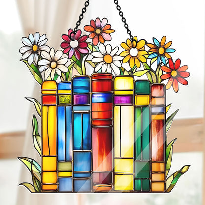 Flower Book Library Decor -  Acrylic Suncatcher