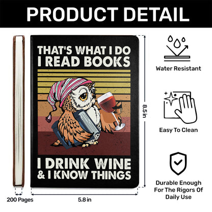 I Drink Wine And I Know Things - Leather Cover Notebook