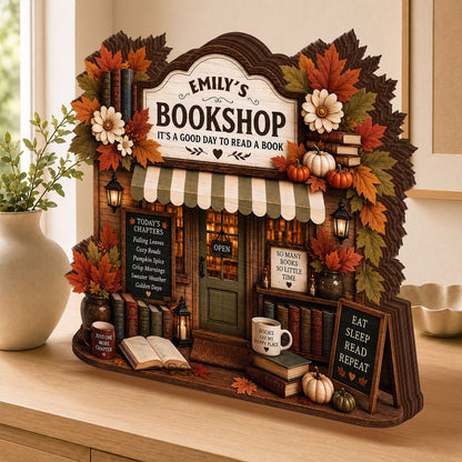 My Cozy Reads Bookshop - Personalized Custom Shaped Wood Plaque