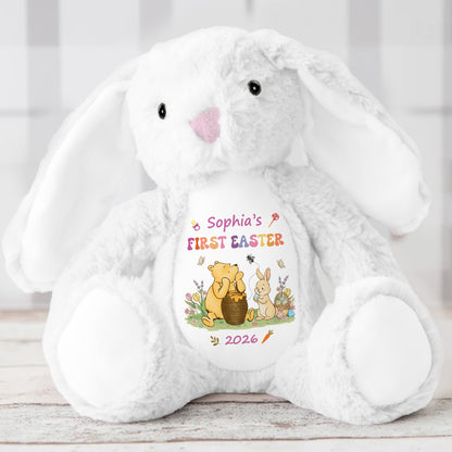 Baby's First Easter With Pooh - Personalized Stuffed Bunny
