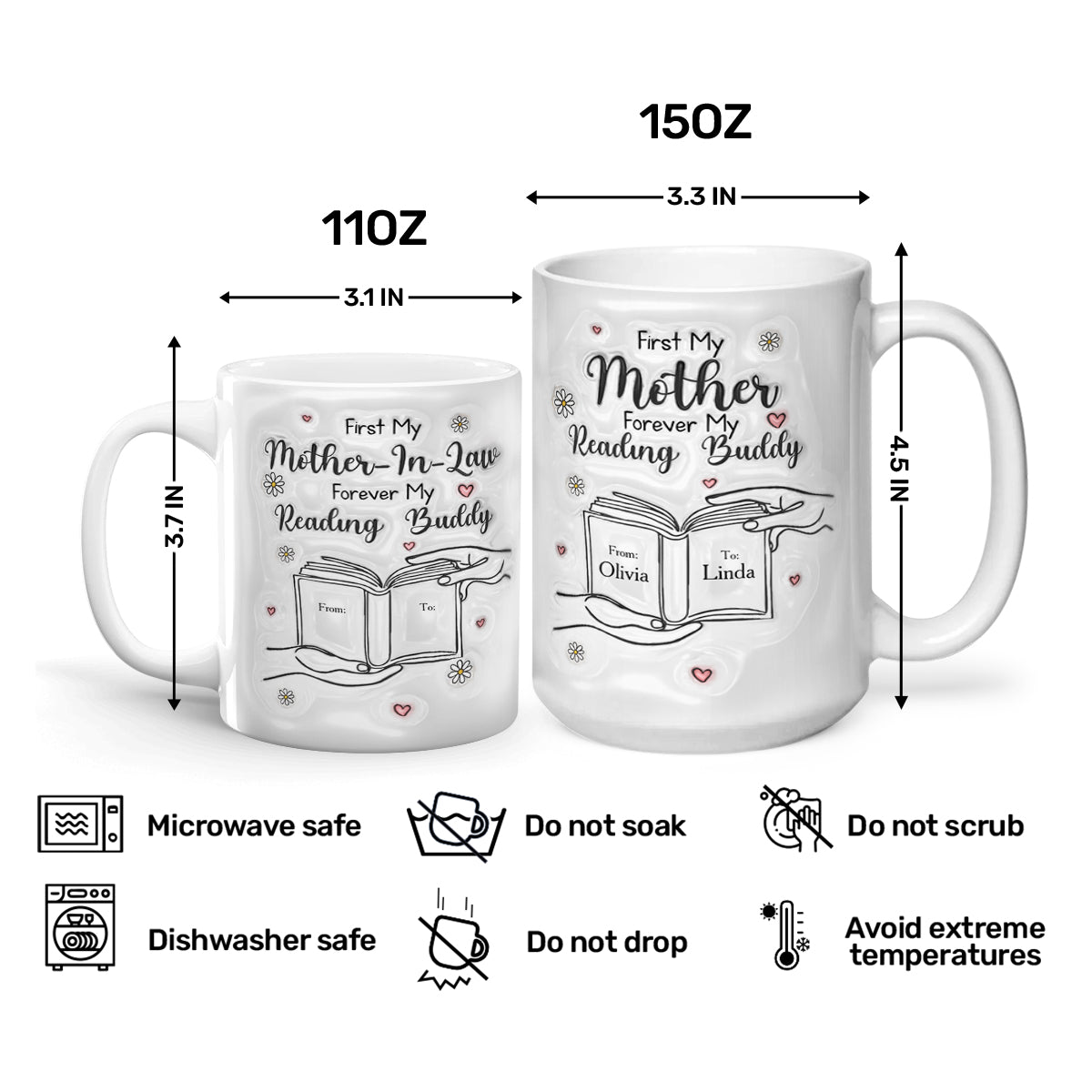 First My Mother Forever My Reading Buddy - Personalized Ceramic Coffee Mug