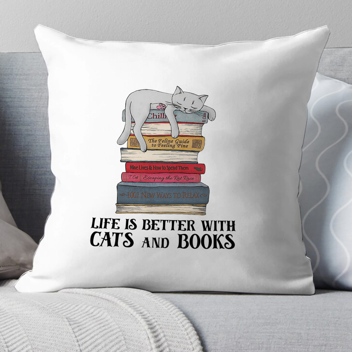 Life Is Better With Cats And Books Book Lovers Gift PILS71