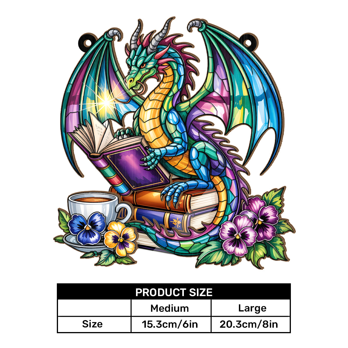 The Lorekeeper Dragon -  Window Hanging Suncatcher