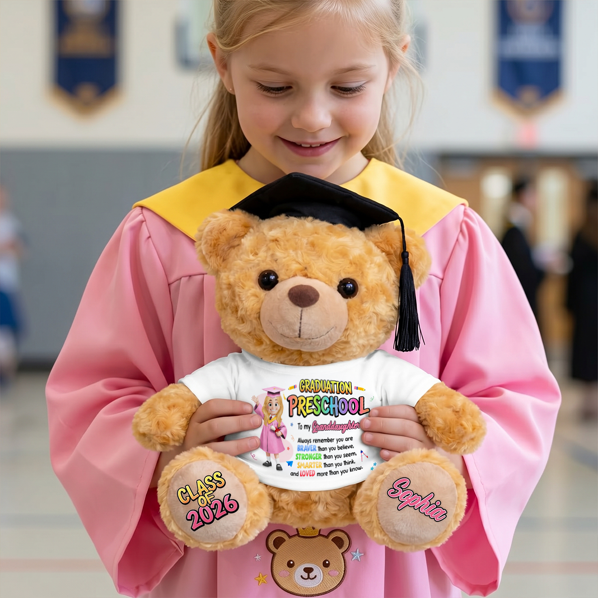 Preschool Kindergarten Graduation  - Personalized Graduation Bear With Card