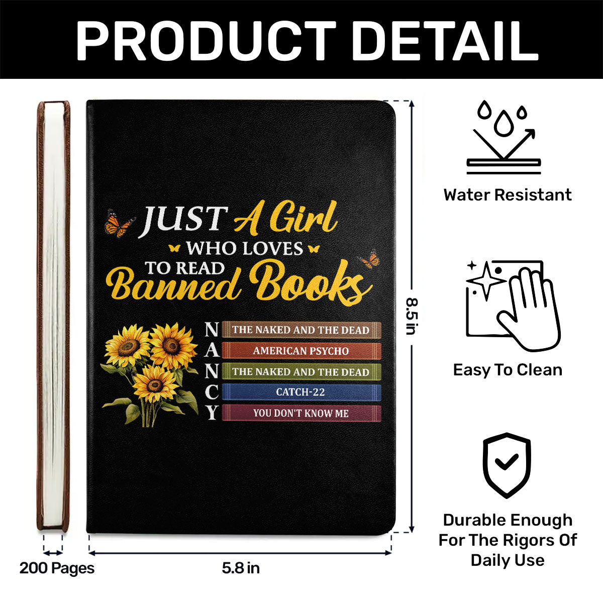 Just A Girl Who Loves To Read Banned Books - Personalized Leather Cover Notebook