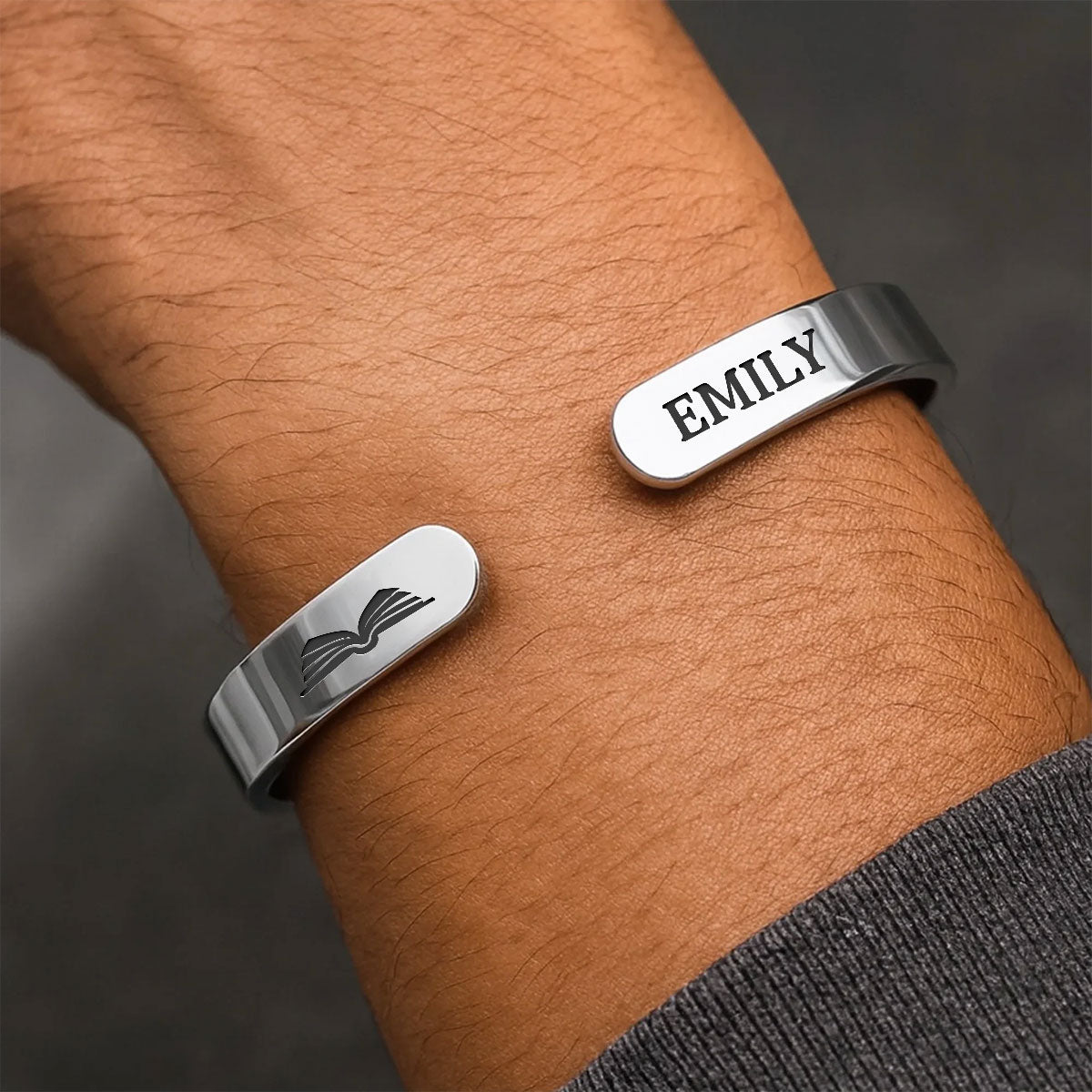 Just A Girl Who Loves Books Library Card - Personalized Cuff Bangle Bracelet With Box