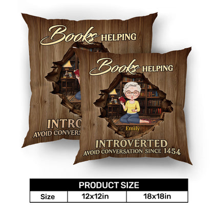 Books Helping An Introverted Girl Avoid Conversation - Personalized Crystal Velvet Pillow