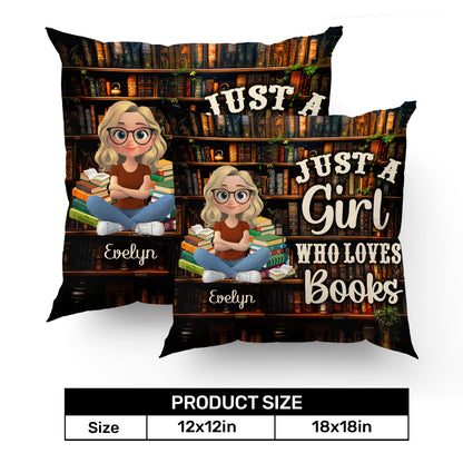 Just A Girl Who Loves Books - Personalized Crystal Velvet Pillow