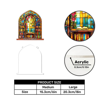 Arched Library Shelf - Personalized Acrylic Suncatcher