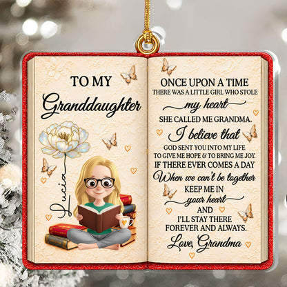 There Was A Little Girl Who Stole My Heart, Book Lovers Gifts For Granddaughter - Personalized 1-Layer Acrylic Ornament