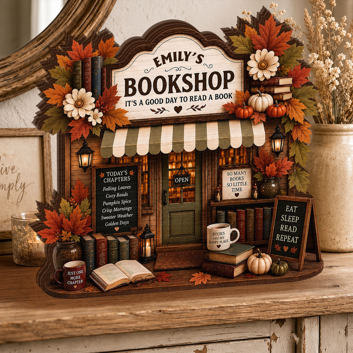 My Cozy Reads Bookshop - Personalized Custom Shaped Wood Plaque
