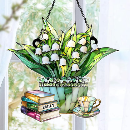 Just A Girl Who Loves Lilies and Books - Personalized Acrylic Suncatcher