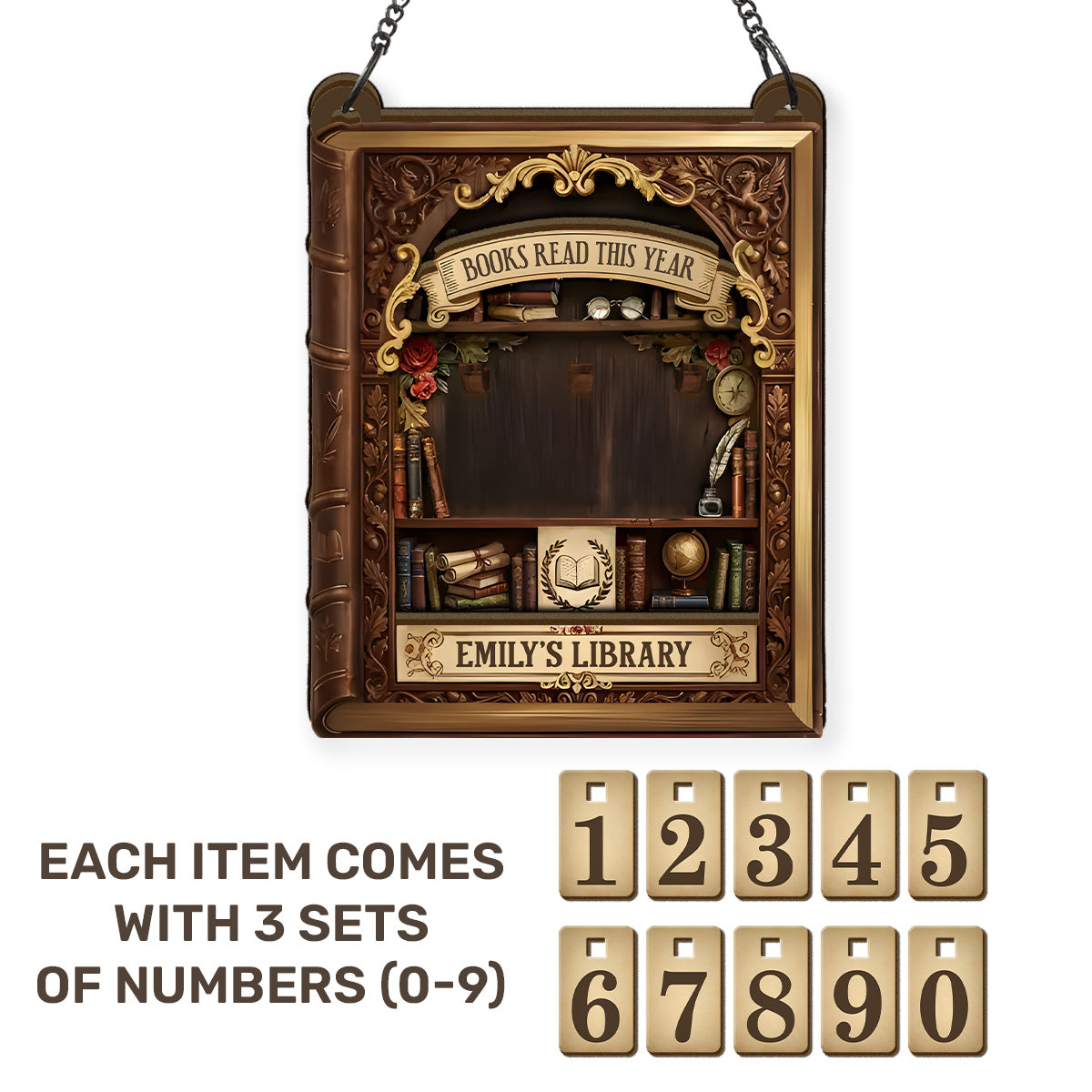 Antique Books Read This Year Gift For Book Lover - Personalized Tracker Sign