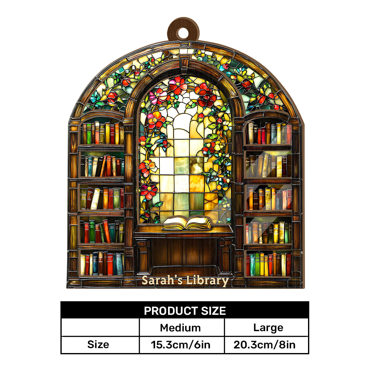 Library Bookshelf - Personalized Acrylic Suncatcher