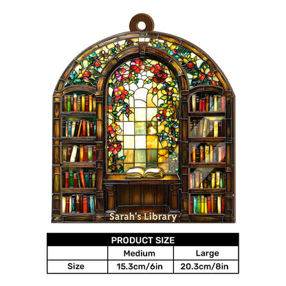 Library Bookshelf - Personalized Acrylic Suncatcher
