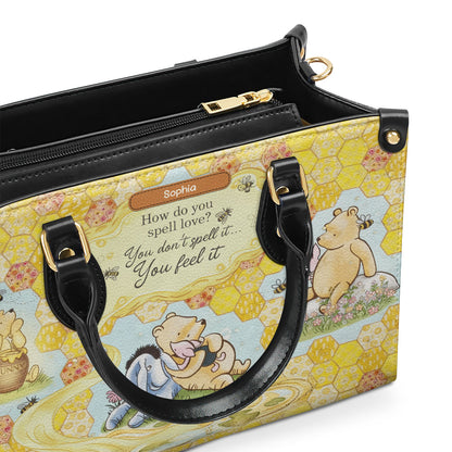 Pooh The Love Honey - Personalized Leather Handbag