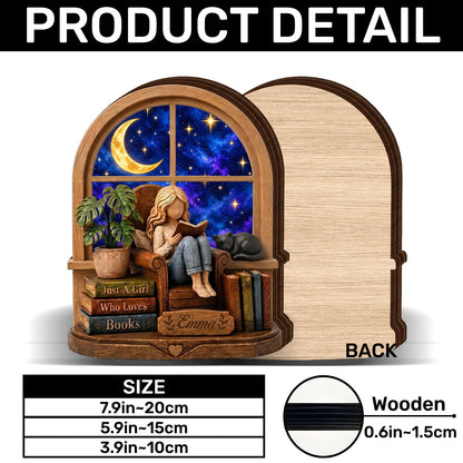 Fantasy Just A Girl Who Loves Books Gift For Book Lovers - Personalized Custom Shaped Wood Plaque